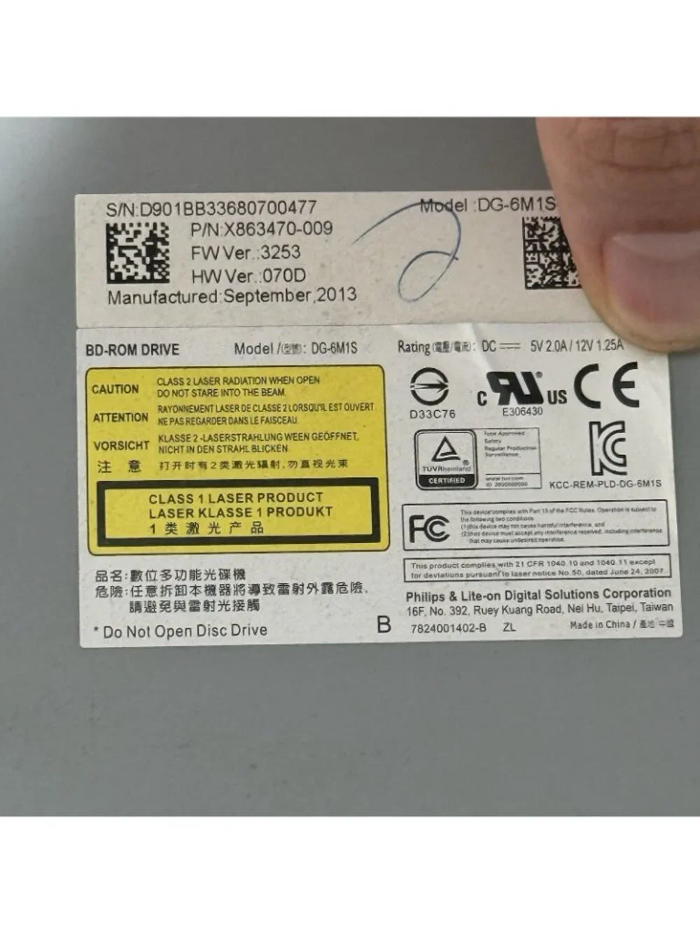 OEM Microsoft Xbox One Fat Model 1540 BLU-RAY‎ DISC DRIVE BD-ROM X863470 DG-6M1S